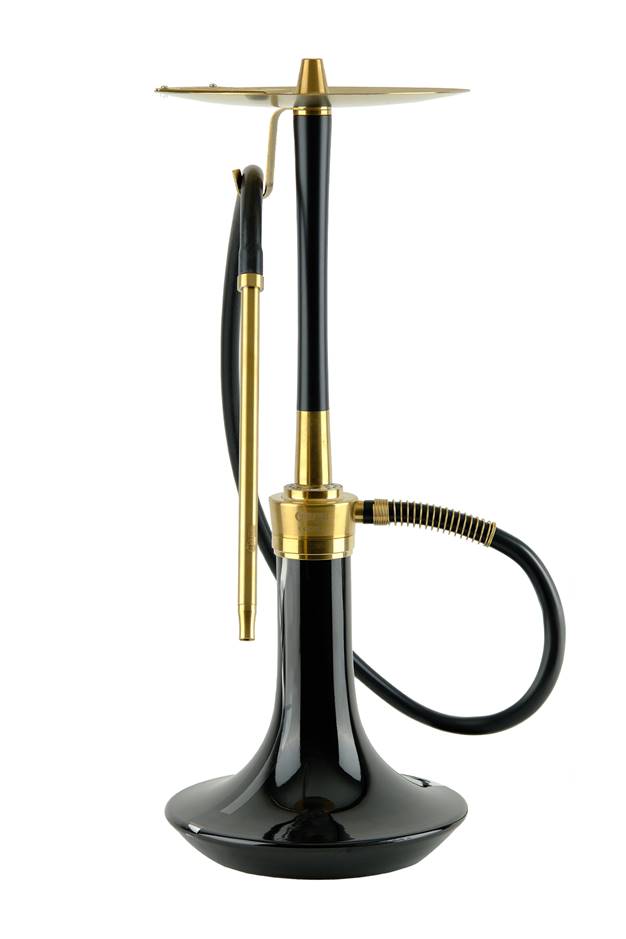 ODUMAN COSMO HOOKAH GOLD/BLACK BODY BLACK GLASS