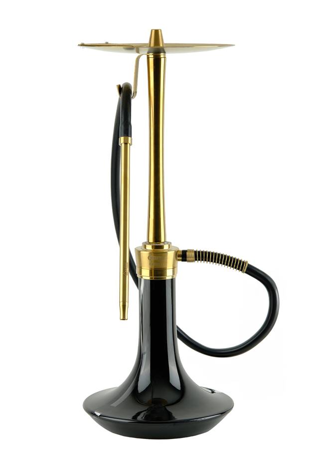 ODUMAN COSMO HOOKAH GOLD/BLACK BODY BLACK GLASS